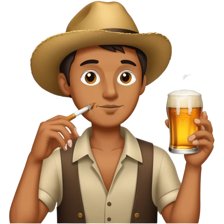 guy drinking beer and smoking a cigerette emoji