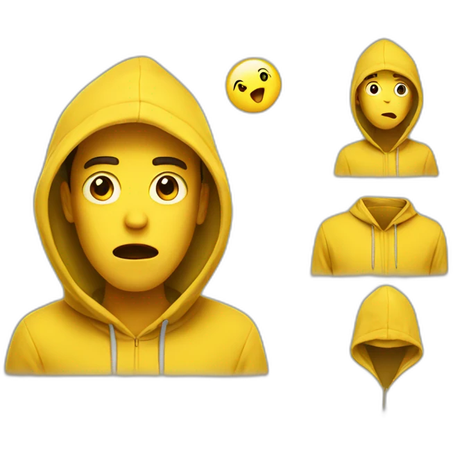 guy in a yellow hoodie is shocked emoji