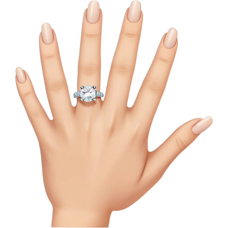 Hand with 5 fingers and engagement ring on ring finger emoji