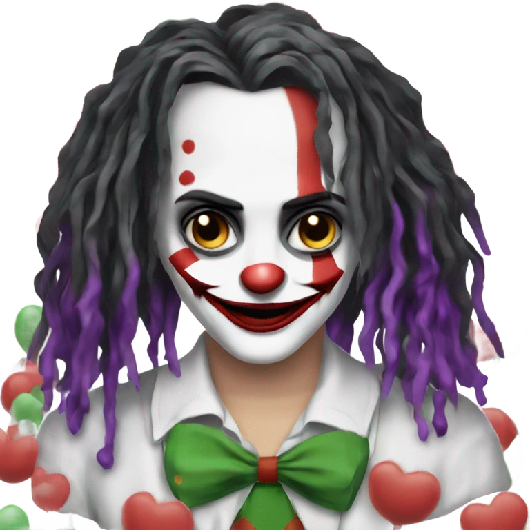 joaquin phoenix as a Joker clown face is a girl with black dreadlocks emoji