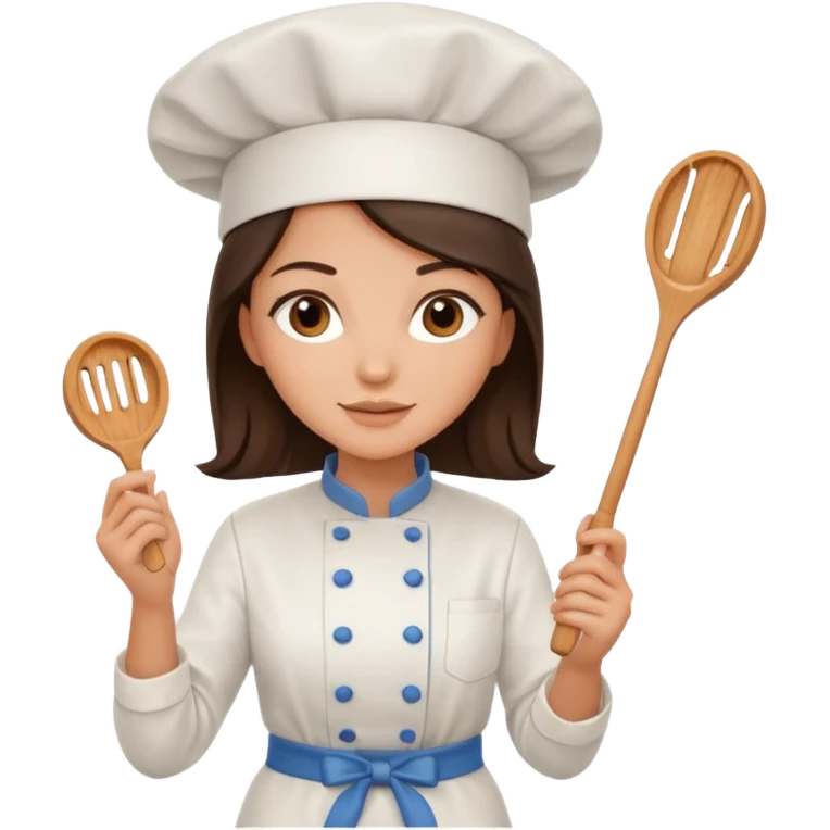 A brunette woman chef making Square wafers  emoji