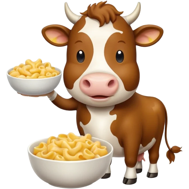 Cow standing with wings and macaroni emoji