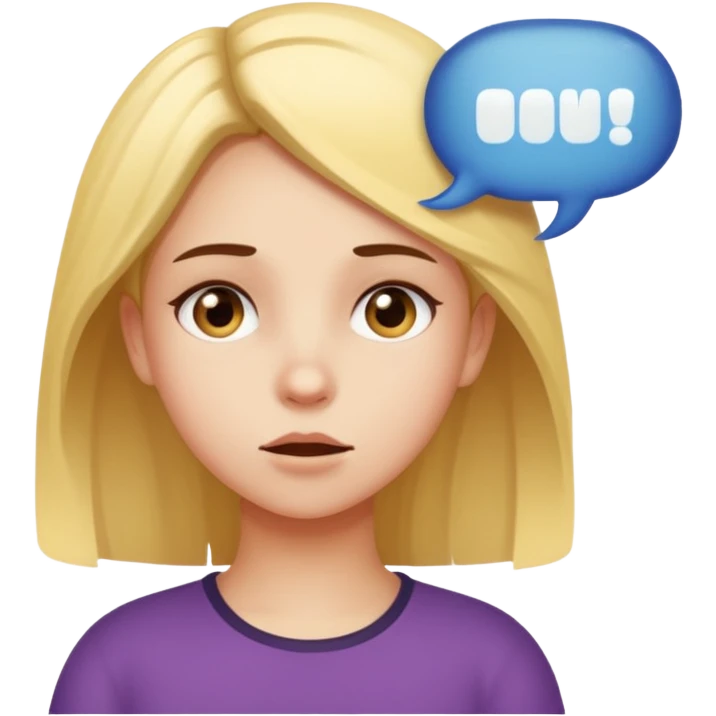 Girl with speech bobble saying yikes emoji