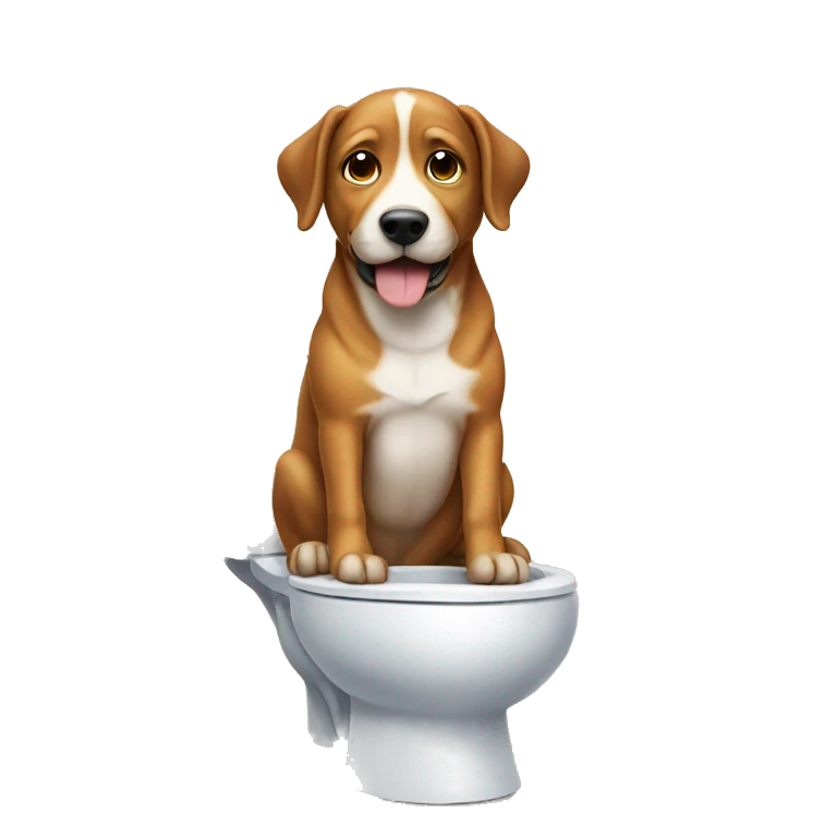 Dog sitting on a toilet emoji