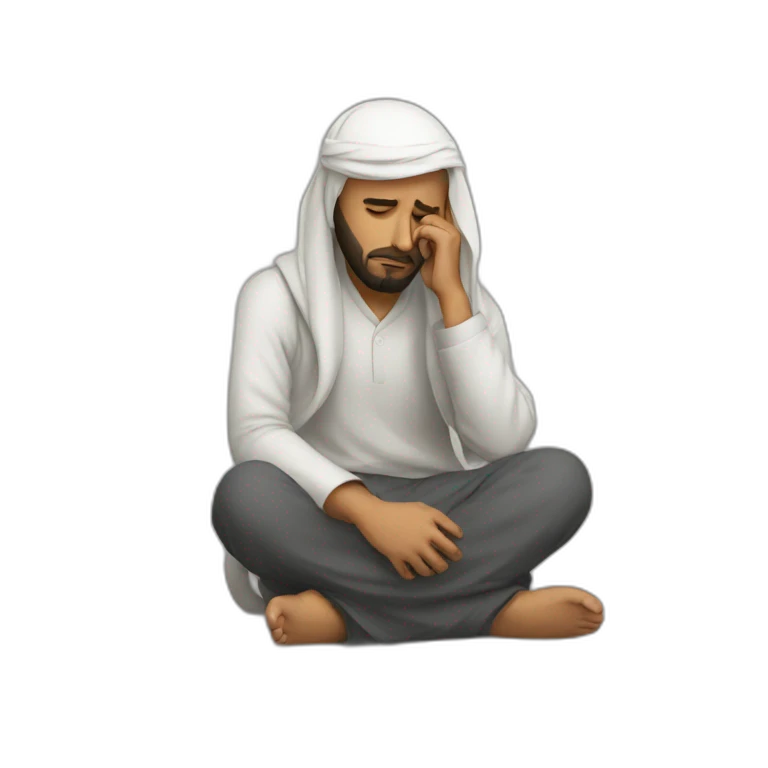 a muslim man feeling depressed emoji