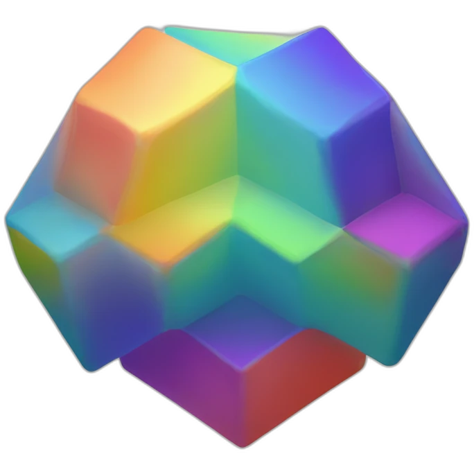 3D hexagon-of-6-equilateral-triangles, each-a-different-color-of-the-rainbow emoji