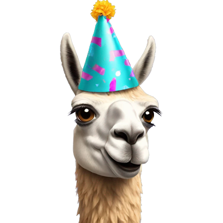 Llama wearing a party hat emoji