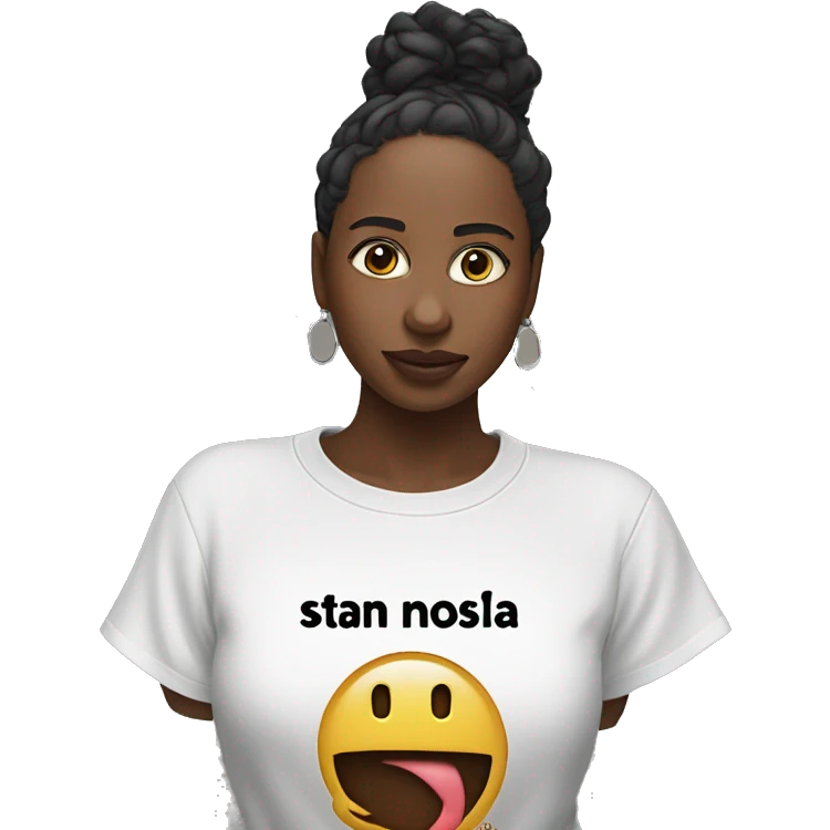 Woman with a shirt with the phrase "Stan Loona" writed on it emoji