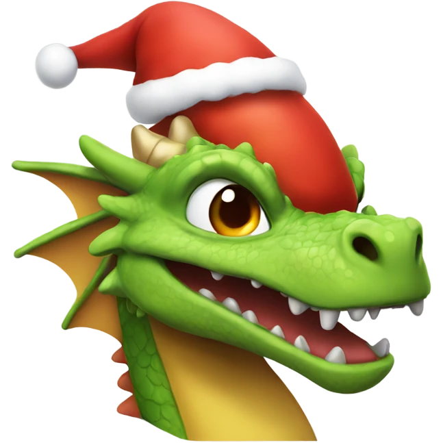 dragon with a santa hat smiling emoji