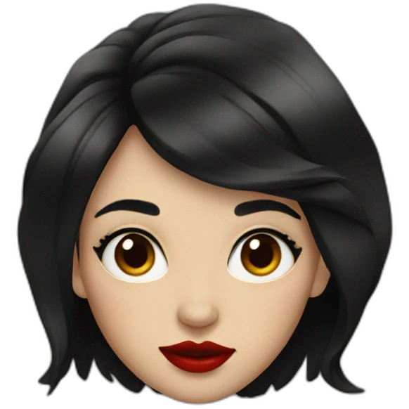 A girl with red lips and black hair emoji