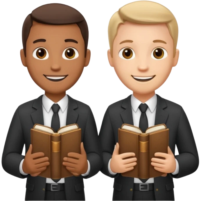 two missionaries with a bible emoji
