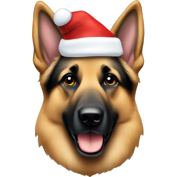 German shepherd with Santa hat emoji