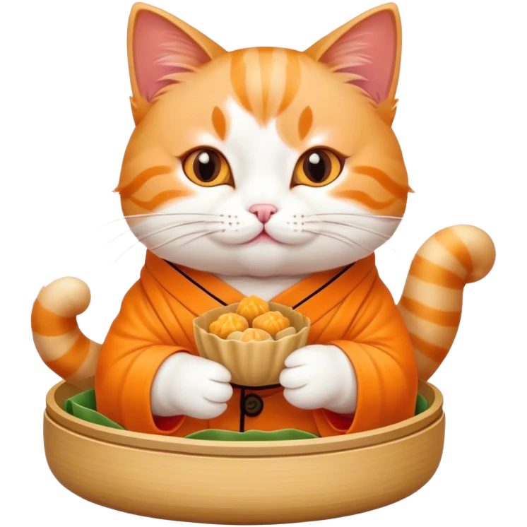 Cute cat eating dimsum  emoji
