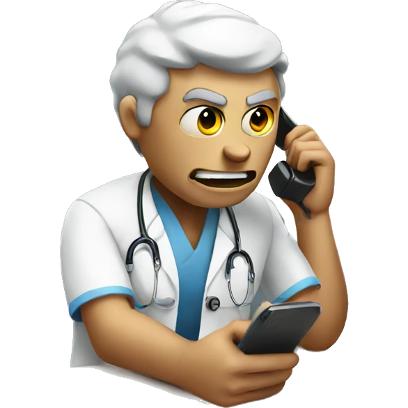 Angry hospital patient on the phone emoji
