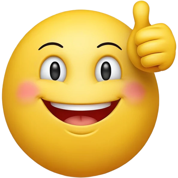 Can you generate a smiley emoji face with both thumbs up from both hands,  emoji