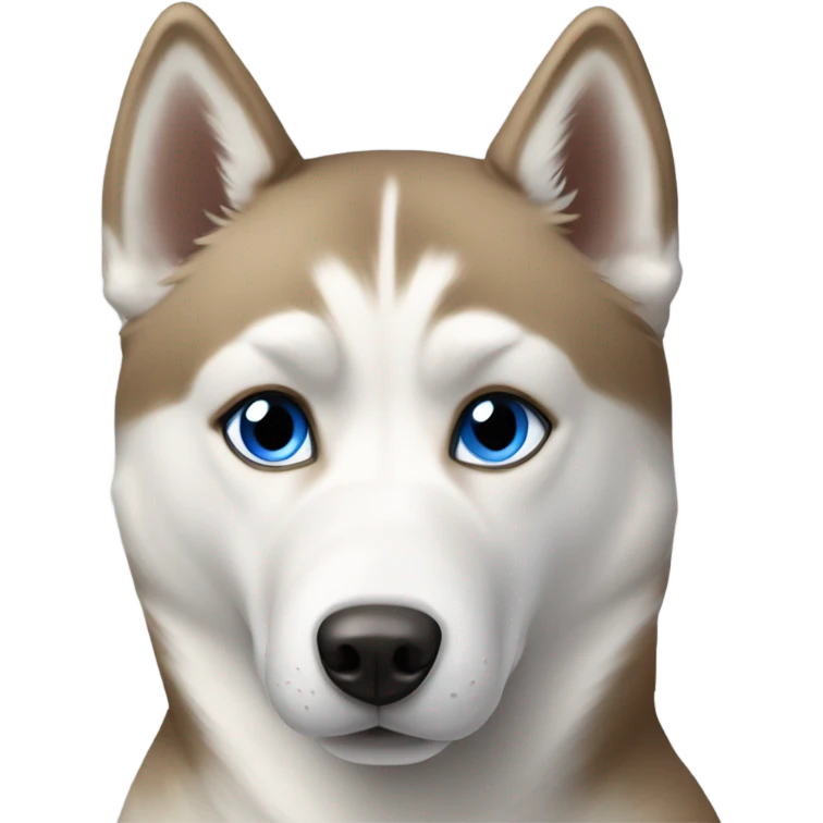 light brown and white husky with two different color eyes emoji