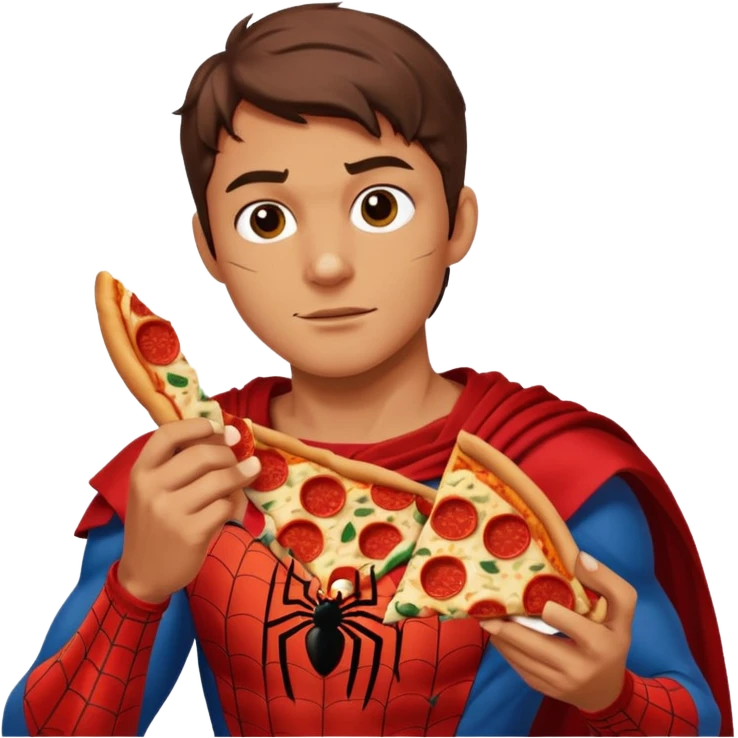 spiderman, wearing Rome ancient custome, with pizza emoji