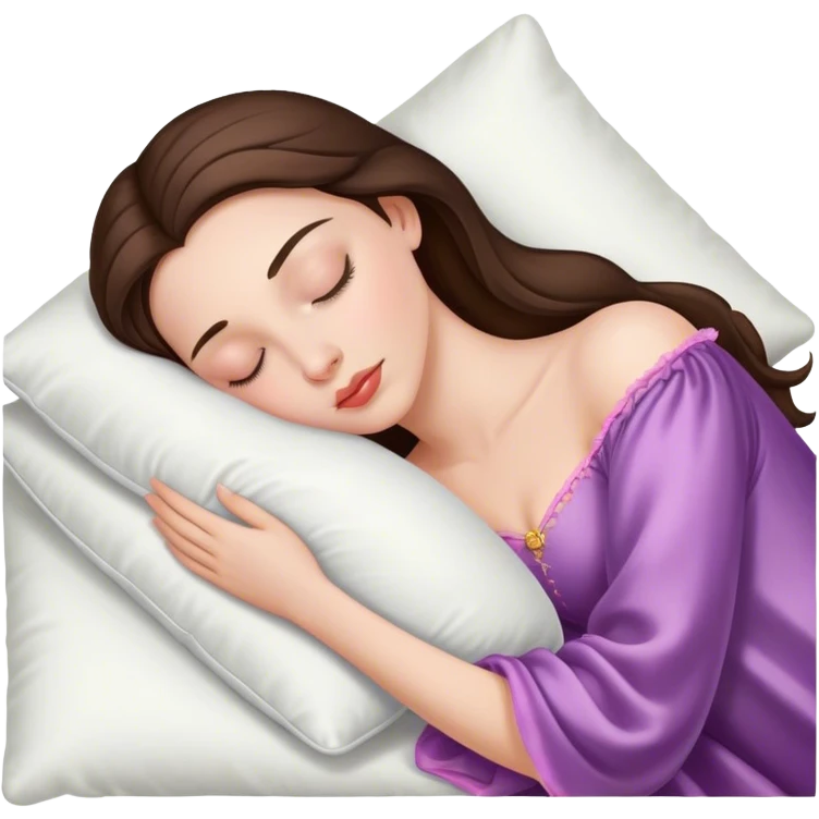 sleeping beauty brunette white girl with a silk pillow emoji