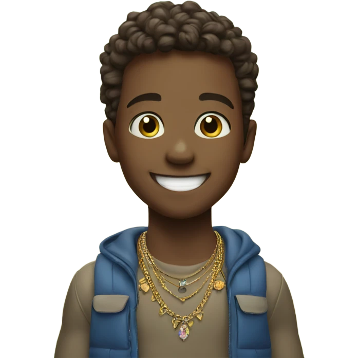 smiling boy outdoors with jewelry emoji
