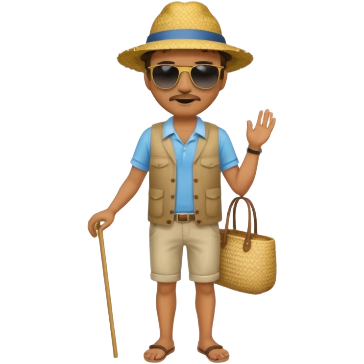 full body man with straw hat emoji