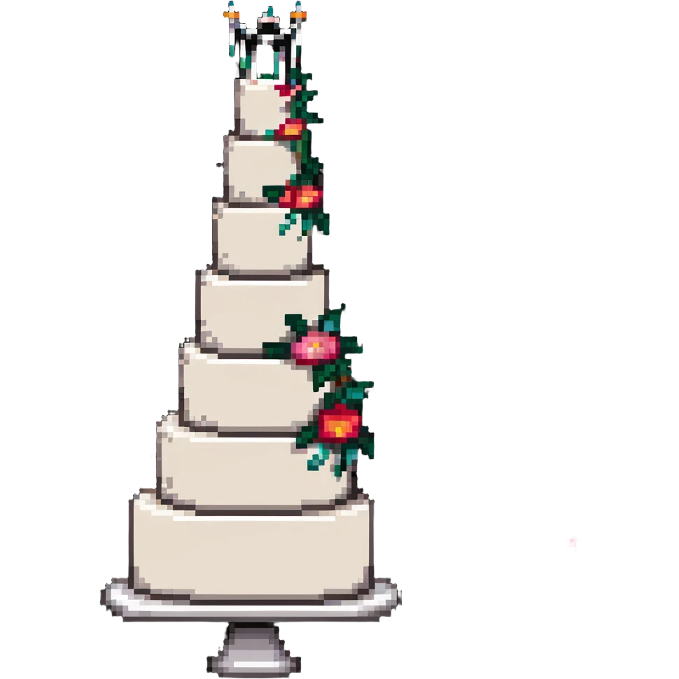 Whole wedding cake with multiple tiers and decorations emoji