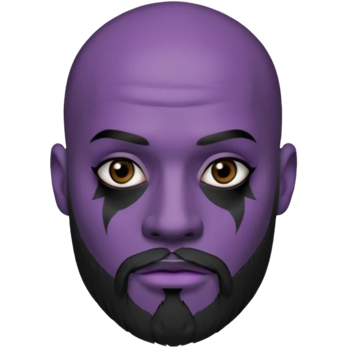 bald purple bearded man with black face tattoo emoji