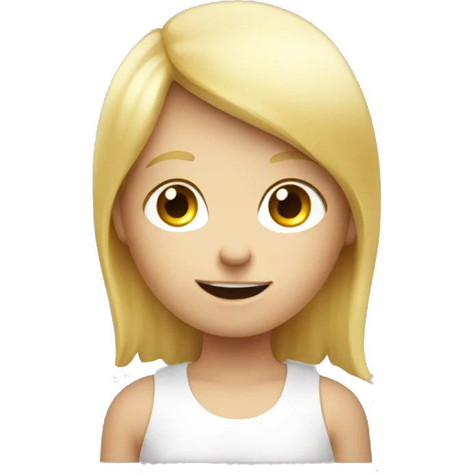 talking blond child with speech bubble near emoji