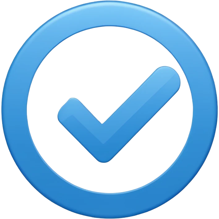 Mavi yuvarlağın içinde beyaz tik emoji