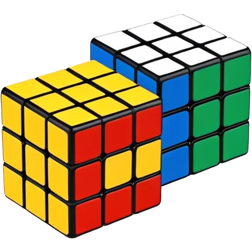 A 3x3 Rubik's Cube with classic colors: yellow, blue, red, green, orange, white, minimalist iOS emoji style emoji