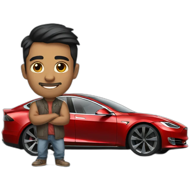 Indian tech bro with tesla emoji