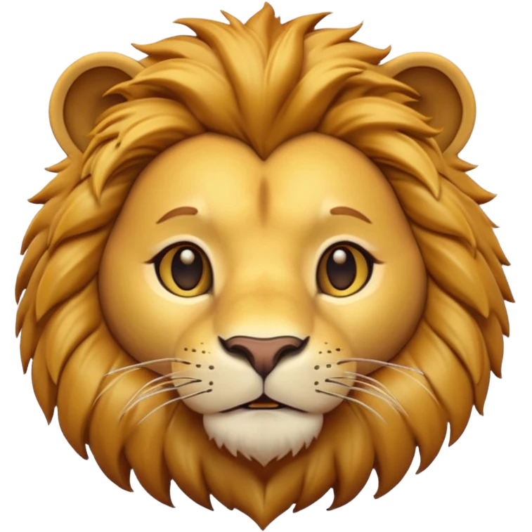 A 3D cartoon lion face close-up with fine whiskers and golden fur detail, soft natural light, strong majestic look, Memoji-style realism. emoji