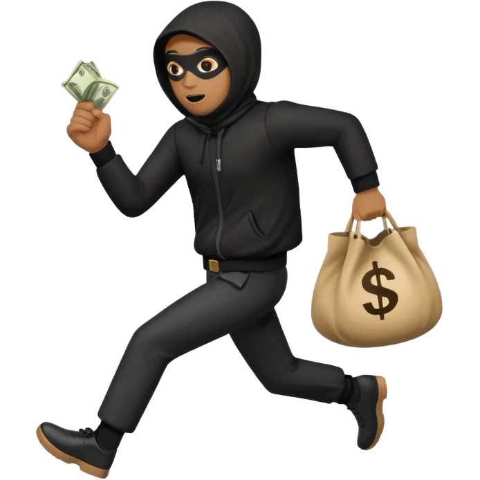 Robber running with Money bag robbery dress  emoji