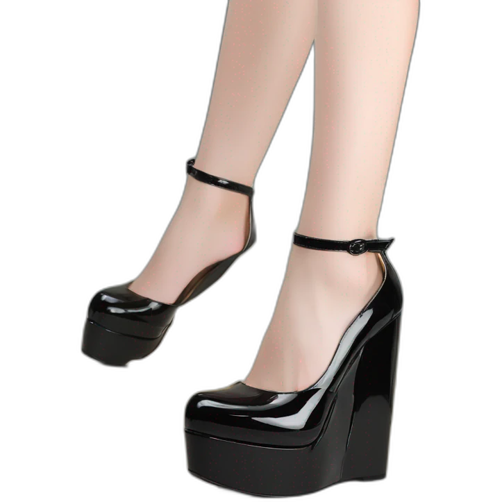 One view back Black Patent Leather Daffodile Platform Heels emoji