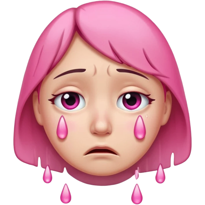 crying face with pink tears emoji