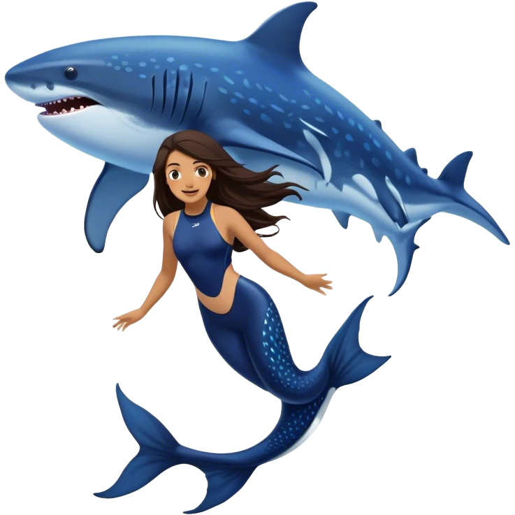 A female diver dancing with a whale shark emoji