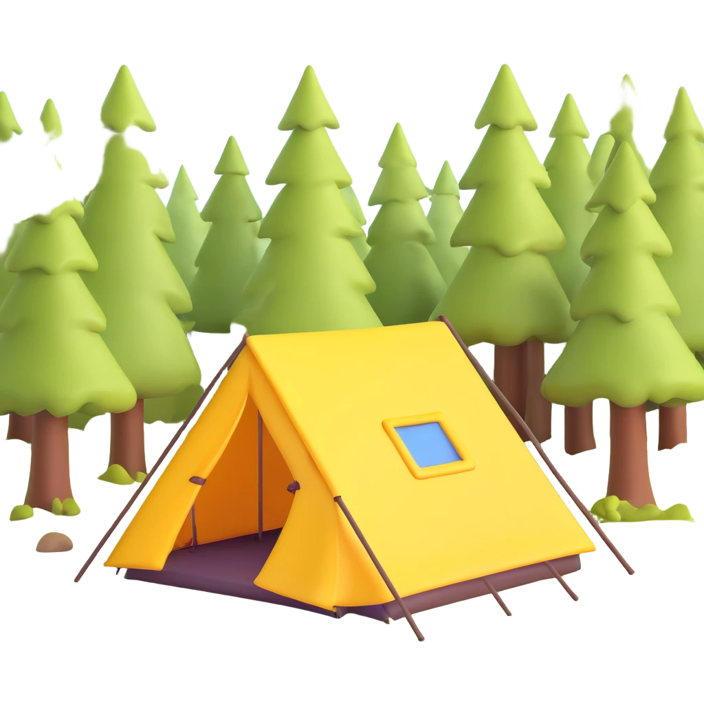 tent in a sunny forest clearing emoji