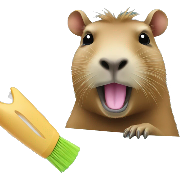 Capybara with toothbrush emoji
