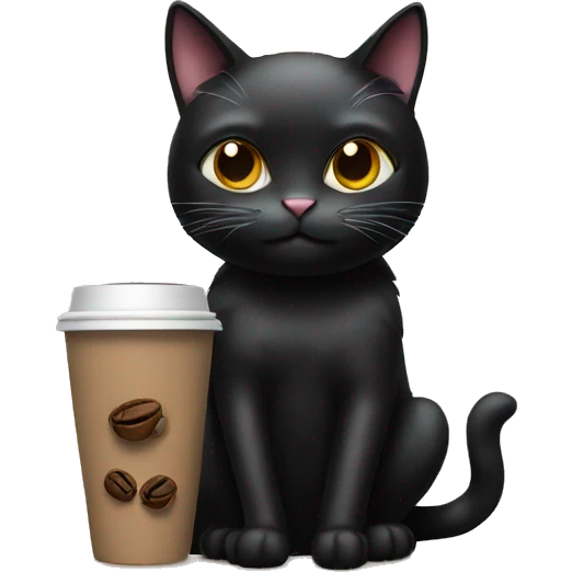 Black cat with coffee  emoji
