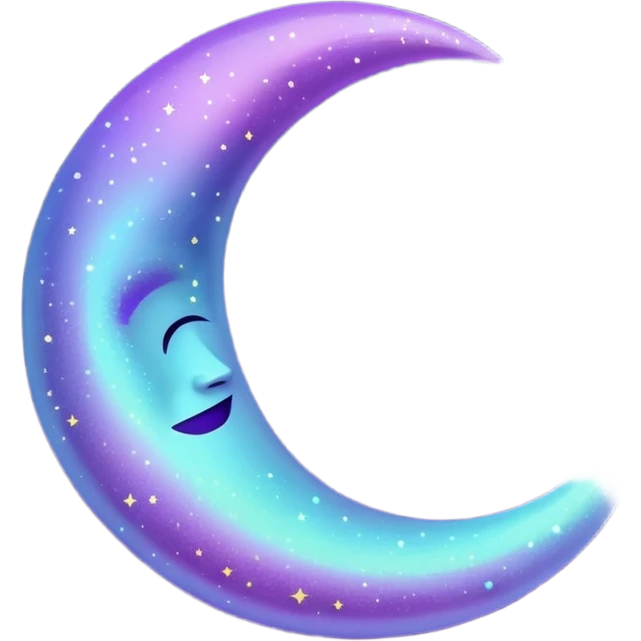 glitter purple and cian crescent moon emoji