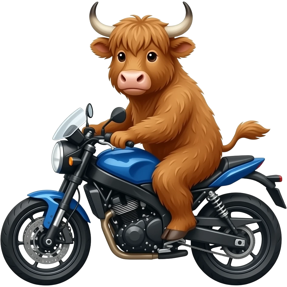 Scotland boat trip on hoghland cow on a motorbike emoji