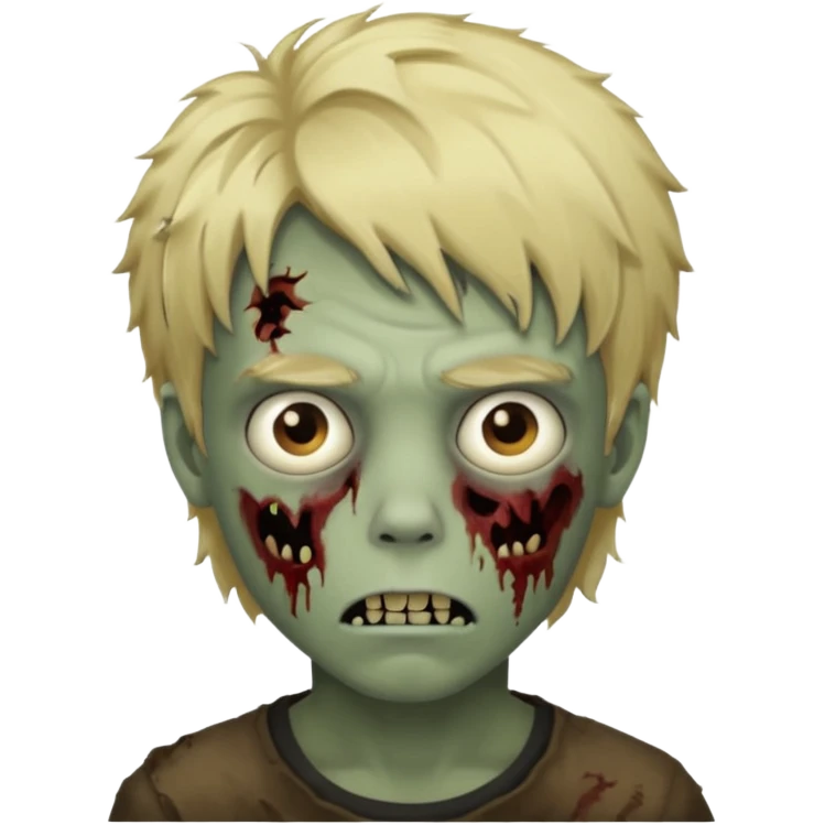 Boy, zombie, blonde hair, shaggy, dark, spooky emoji