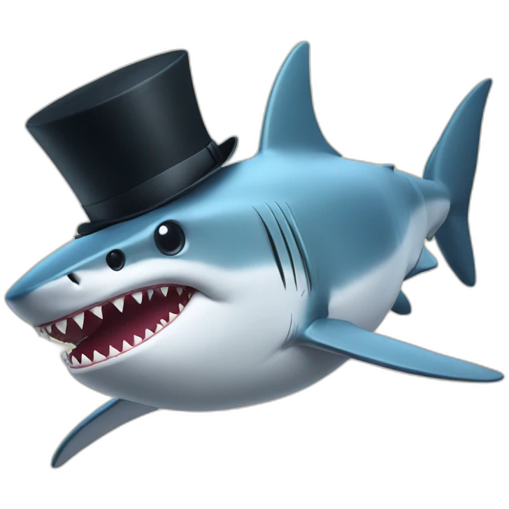 Shark with a top hat emoji