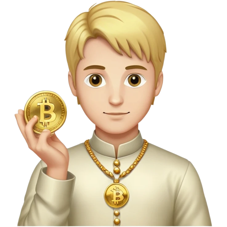 Artur the Prince holding a YUSRA cryptocurrency coin emoji