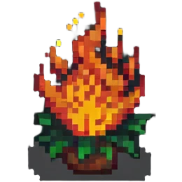 bush with fire flames engulfing it emoji