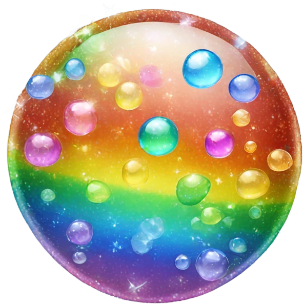 Rainbow sparkly bubbles emoji