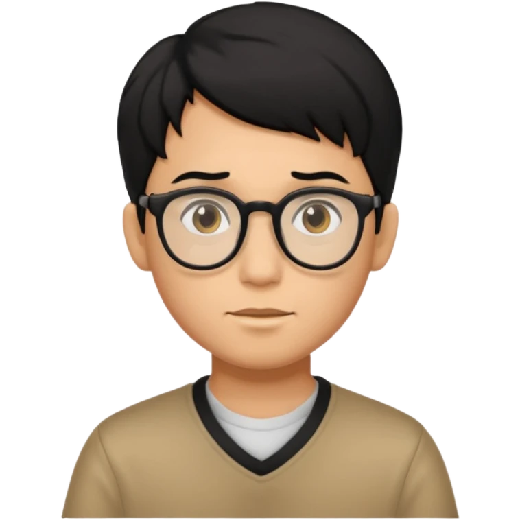 Boy emoji with middle part black hair and glasses emoji