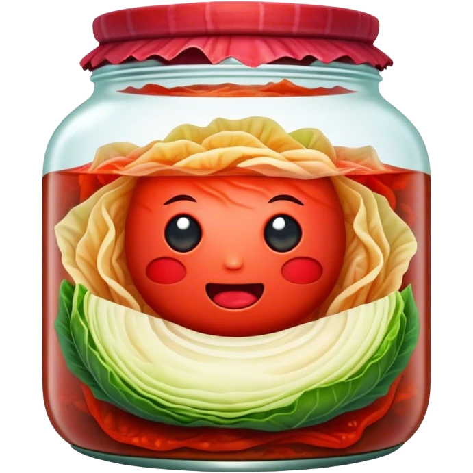 Kimchi Cinematic Realistic Kimchi Dish Emoji, depicted as spicy, fermented cabbage with vibrant red hues neatly served in a traditional jar, rendered with dynamic textures and bold, appetizing lighting. emoji