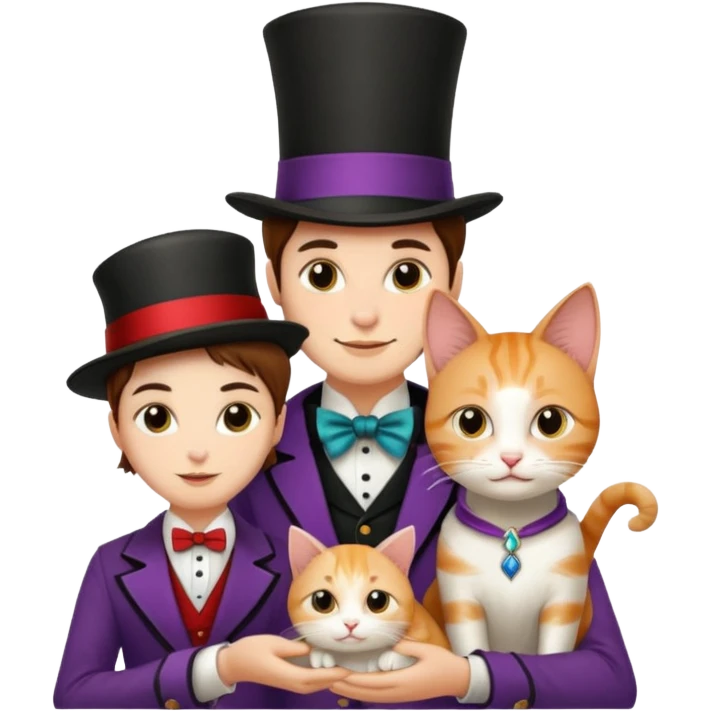 magician couple and their pet cat emoji