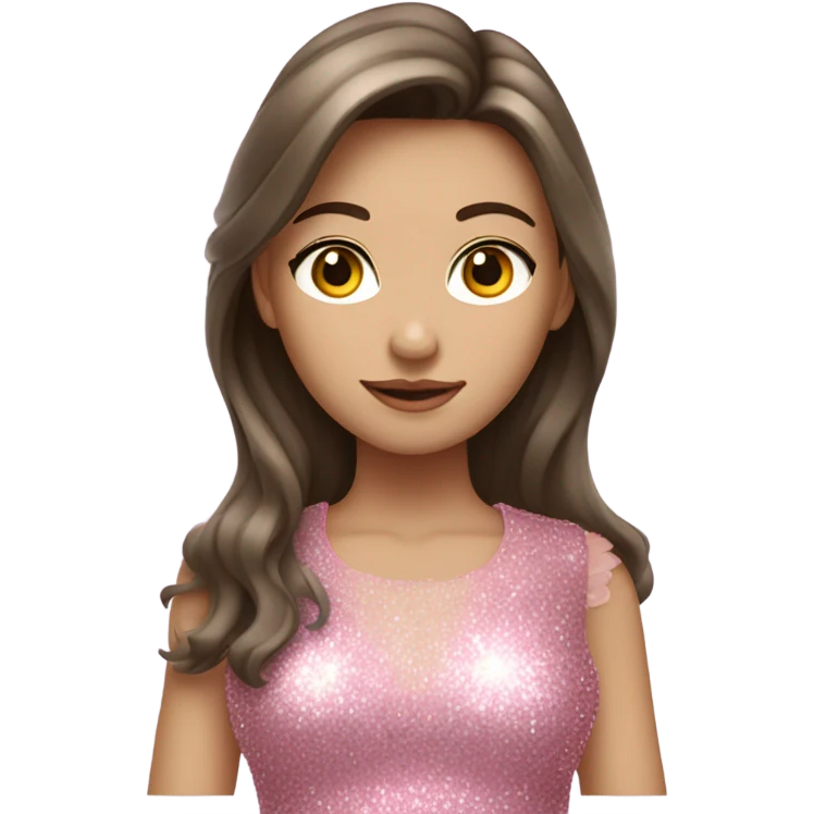 Pale Brunette girl in glitter dress and pink cowboy boots emoji