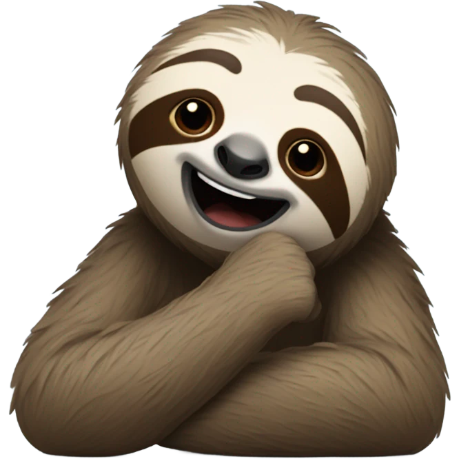 sloth lies face down and shows thumbs up emoji